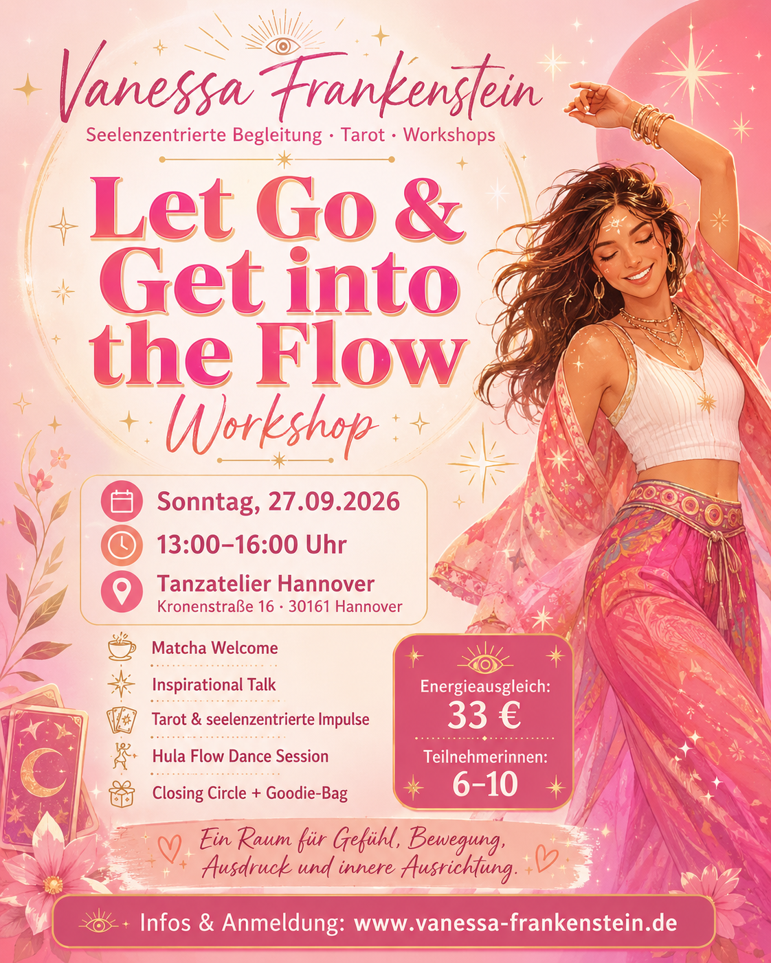 Poster zum Let Go and Get into the Flow Workshop von Vanessa Frankenstein